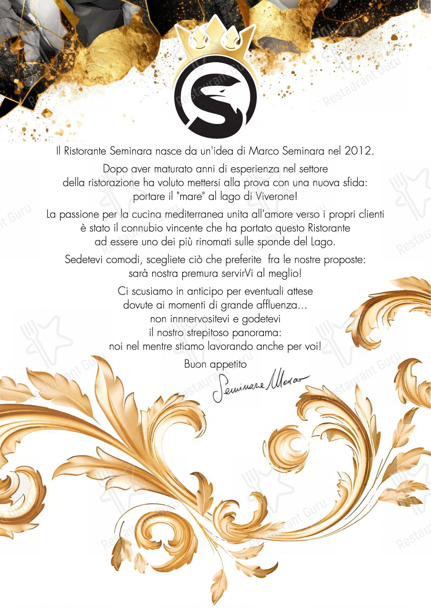 Menu per Seminara Restaurant ristorante