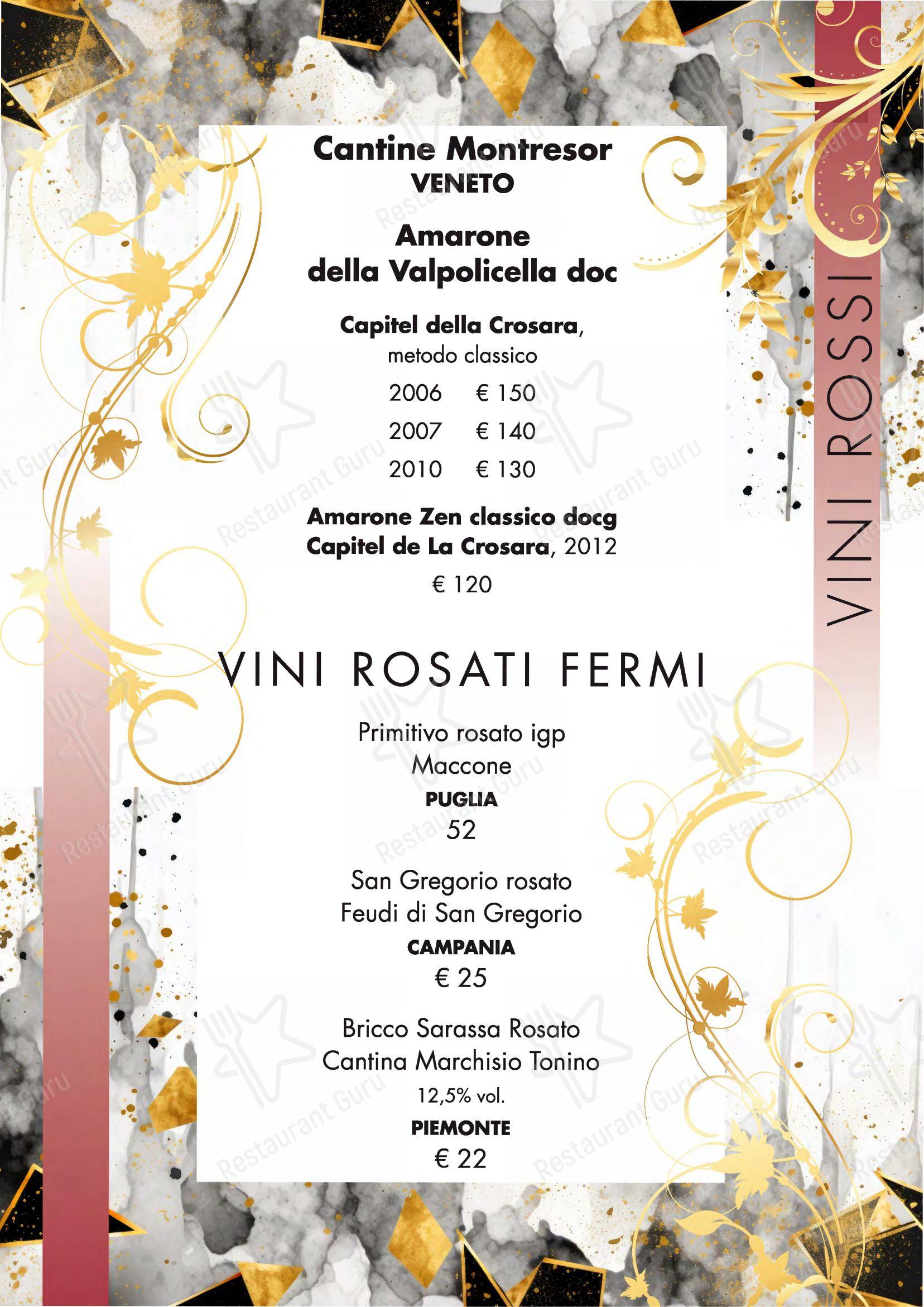 Menu di Seminara Restaurant - Menu bar