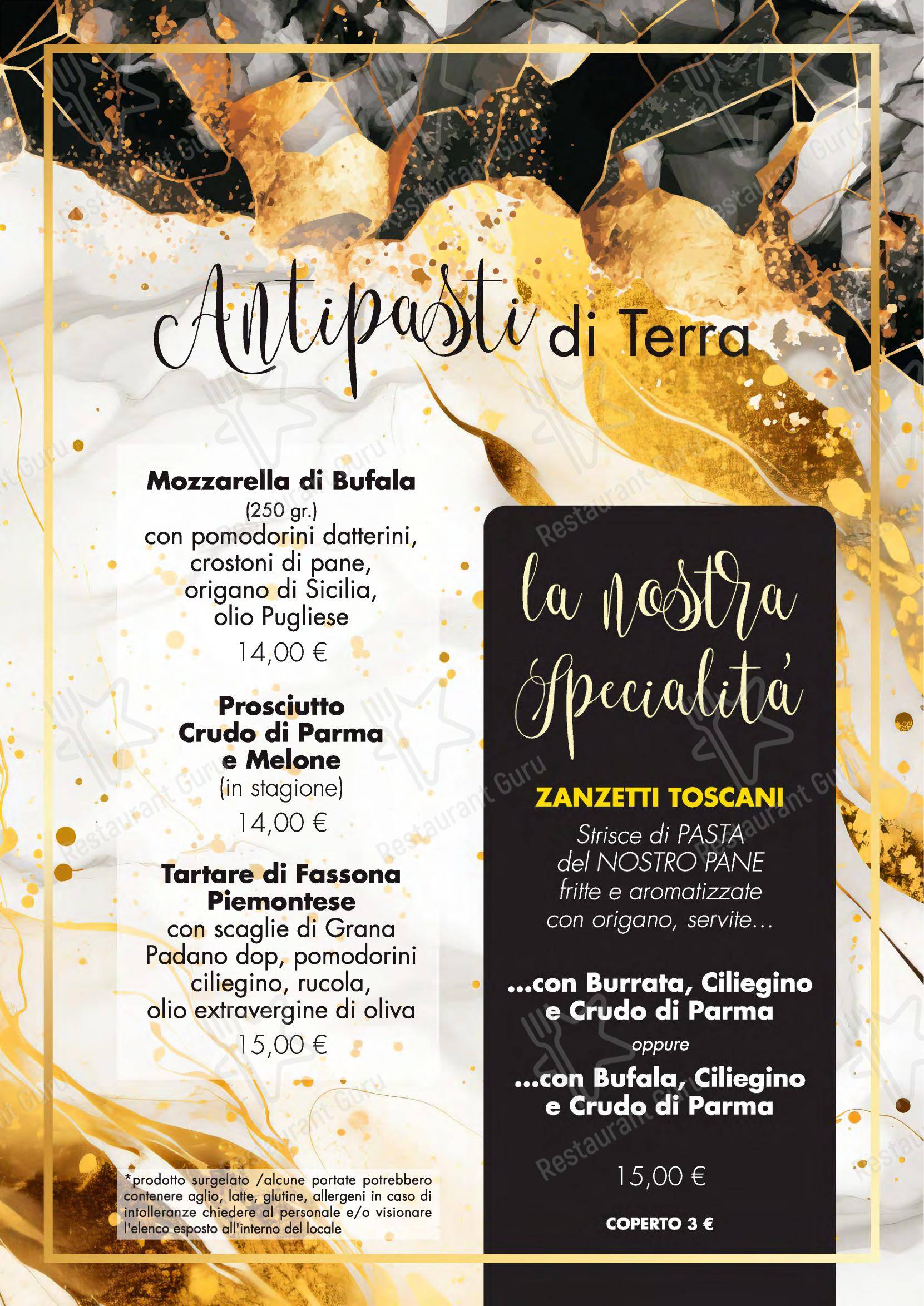 Menu di Seminara Restaurant - Menu