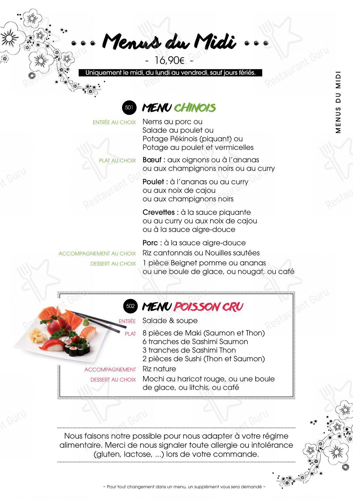 SenSushi dans Huningue - Menu bar