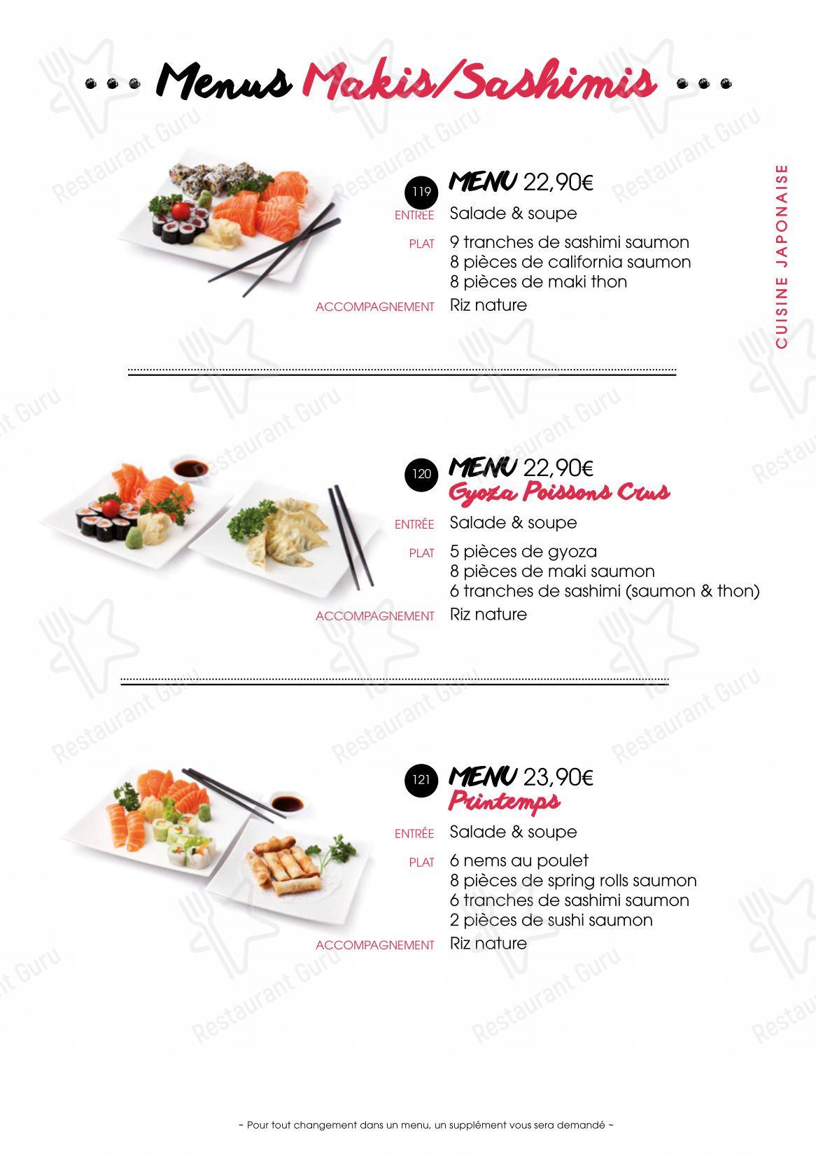 Menu bar pour SenSushi dans Huningue