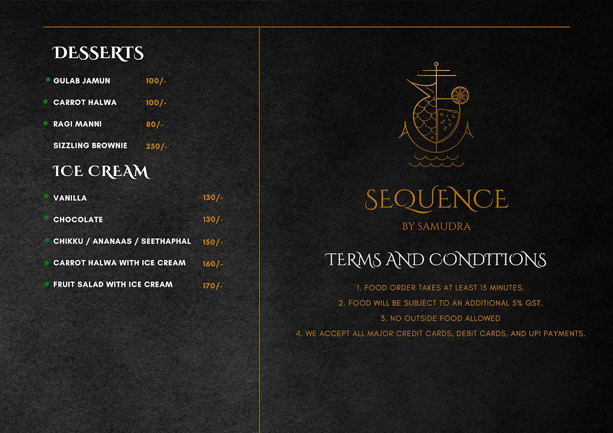 Sequence Restobar menu