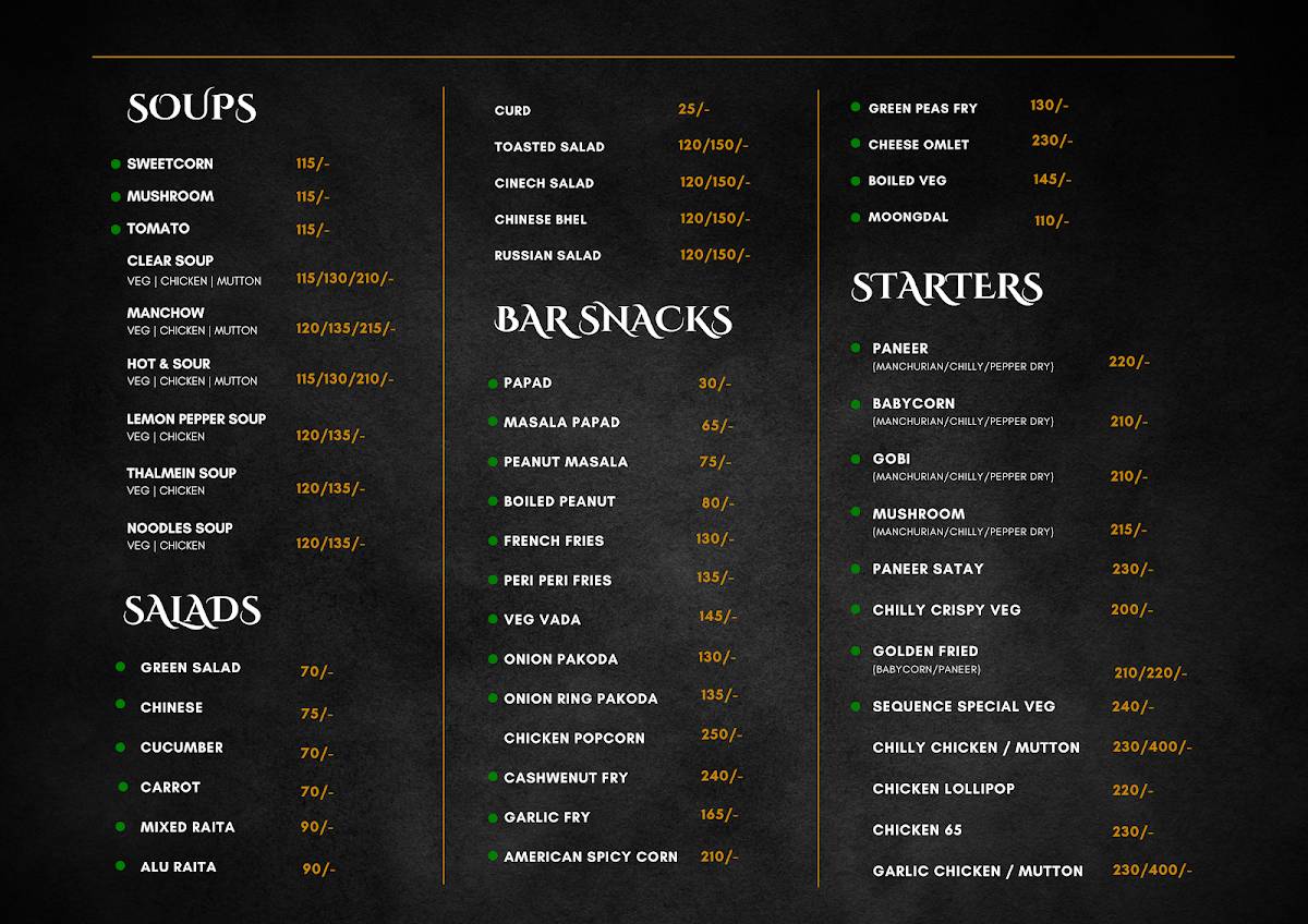 Sequence Restobar menu