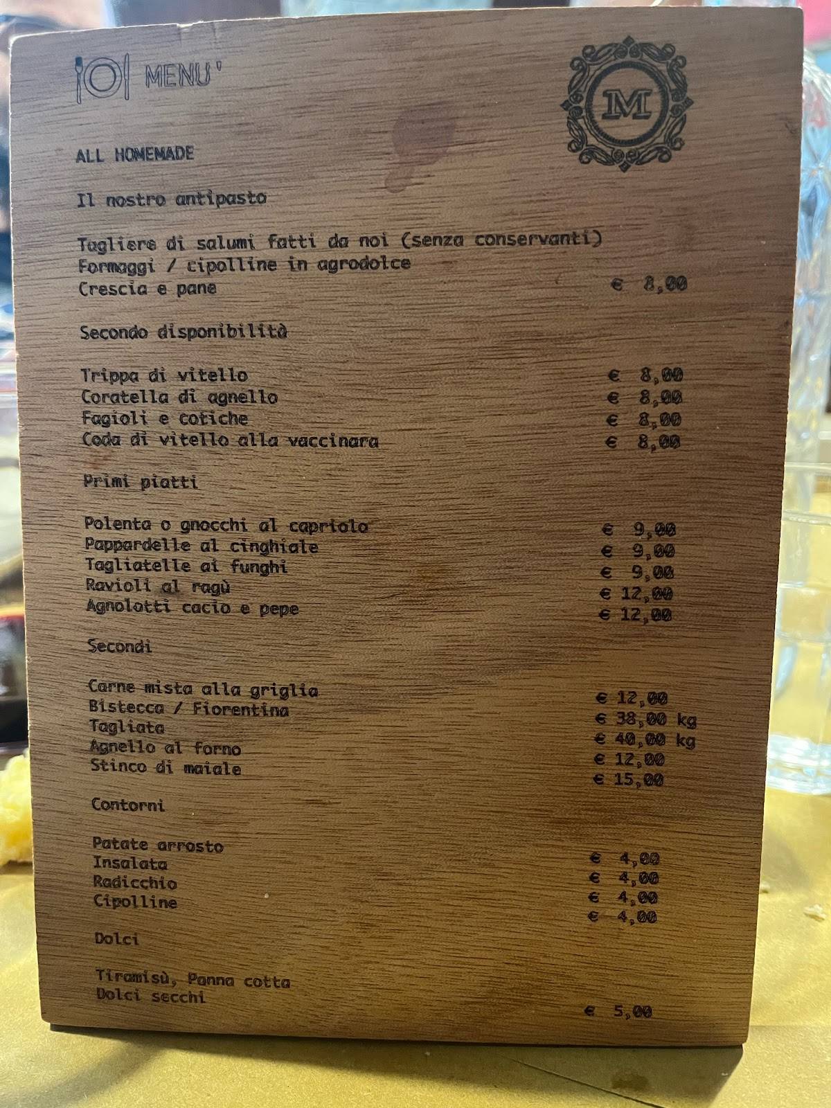 Menu di Ristorante Bar Martinelli 