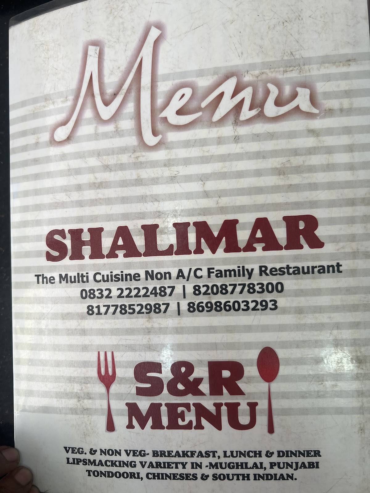Shalimar Restaurant menu