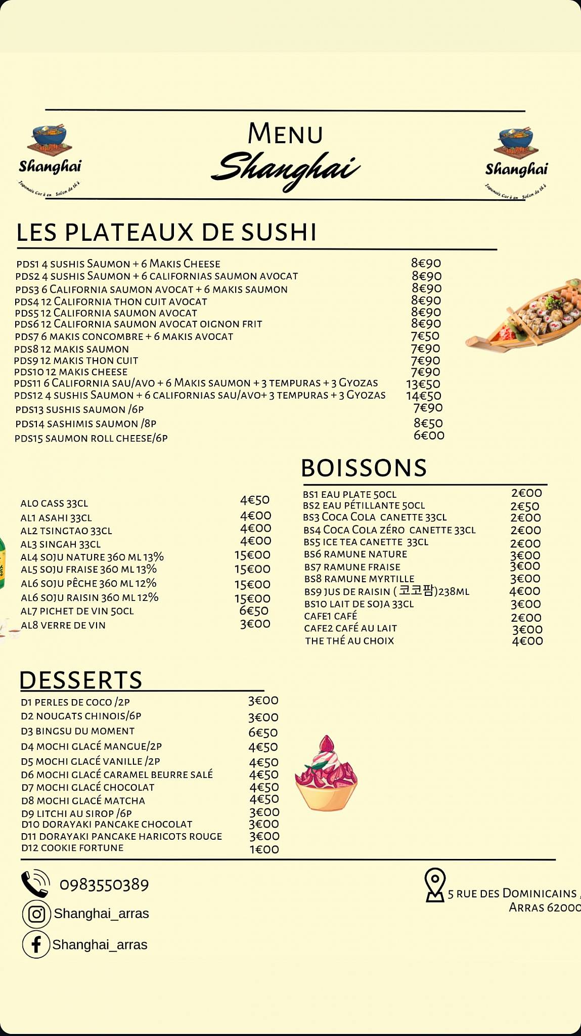 Menu de Shanghai