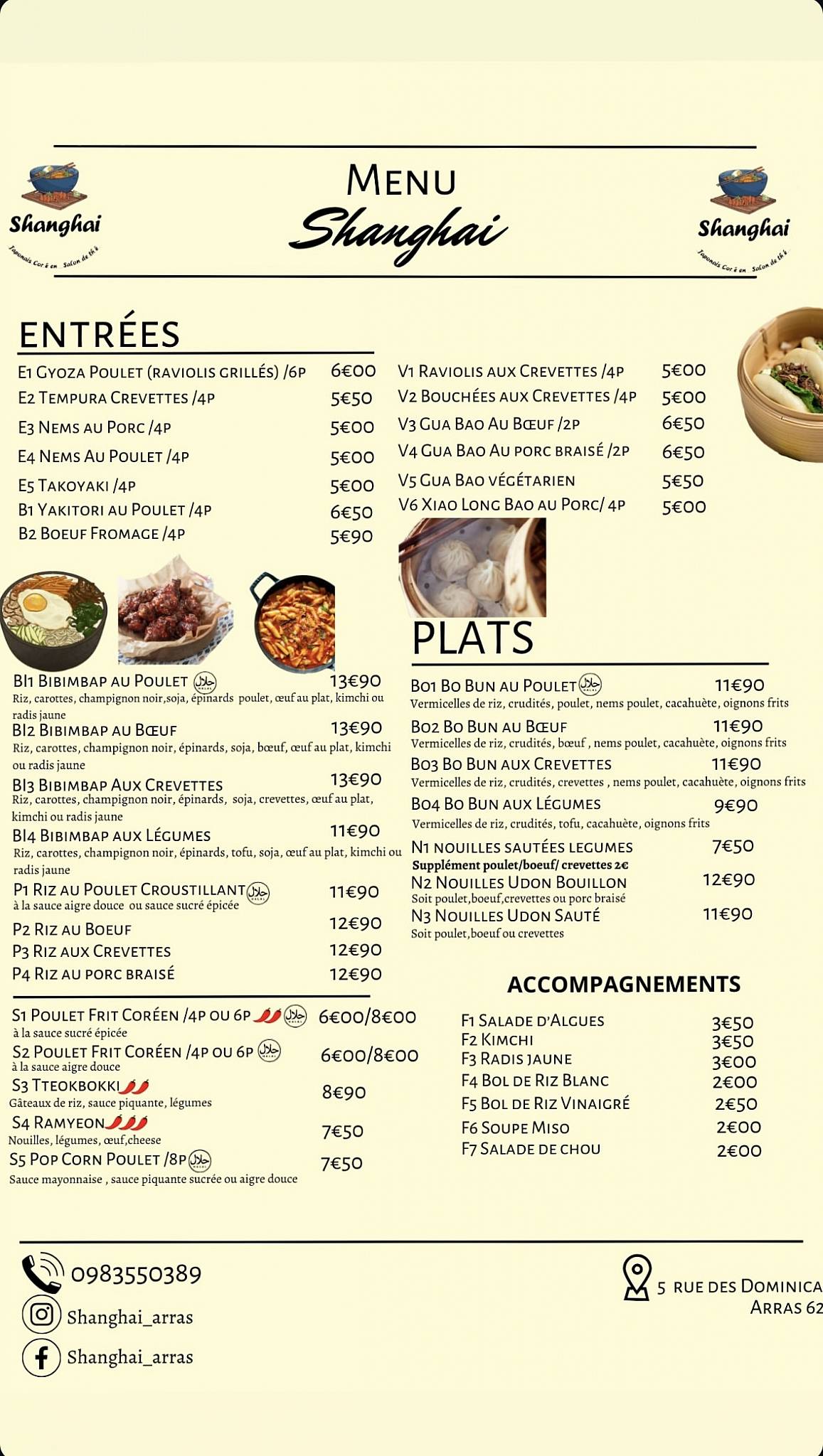 Menu de Shanghai