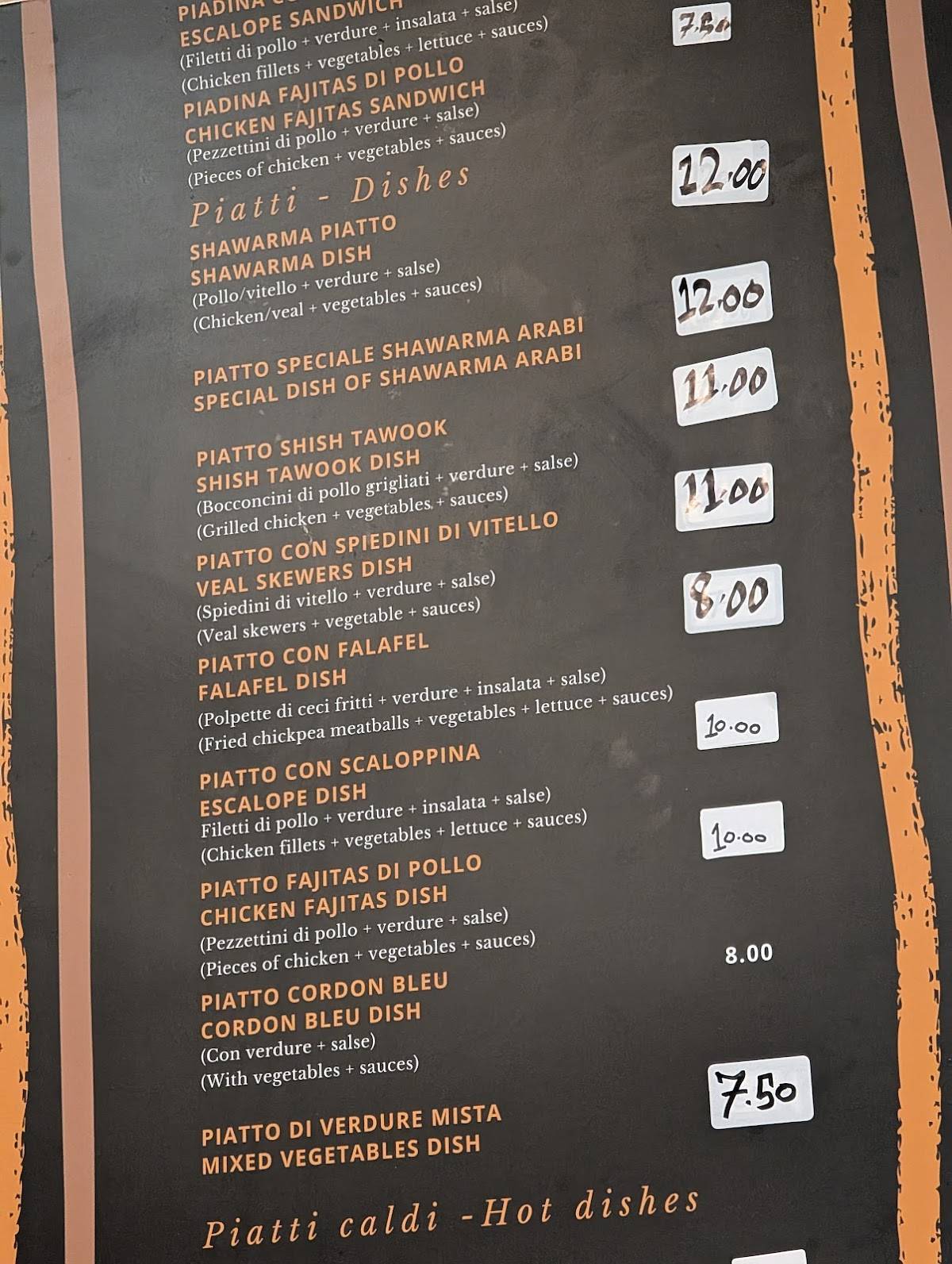Menu de Shawarma Royal