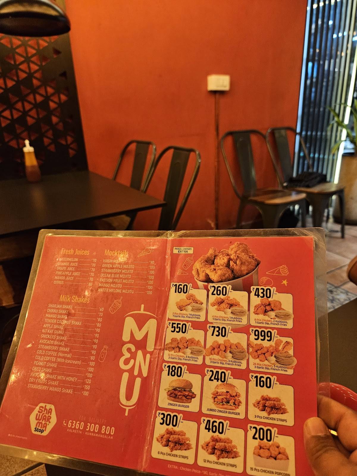 Shawarma Stop menu