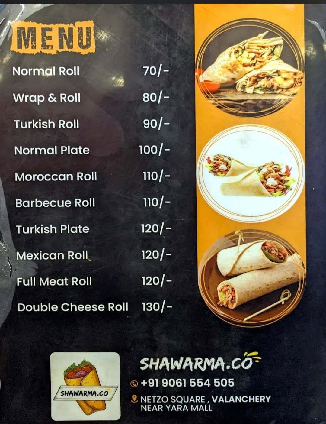 Shawarma.co menu