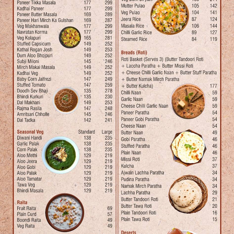 Sheeghram menu