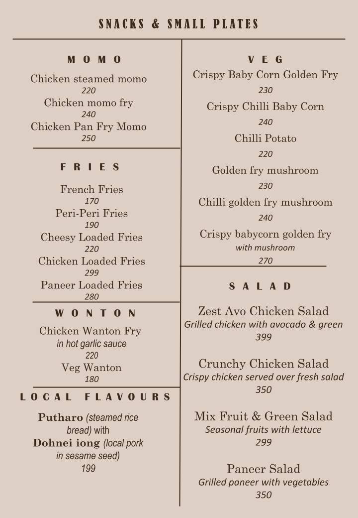 The Hut Restaurant - Shillong menu