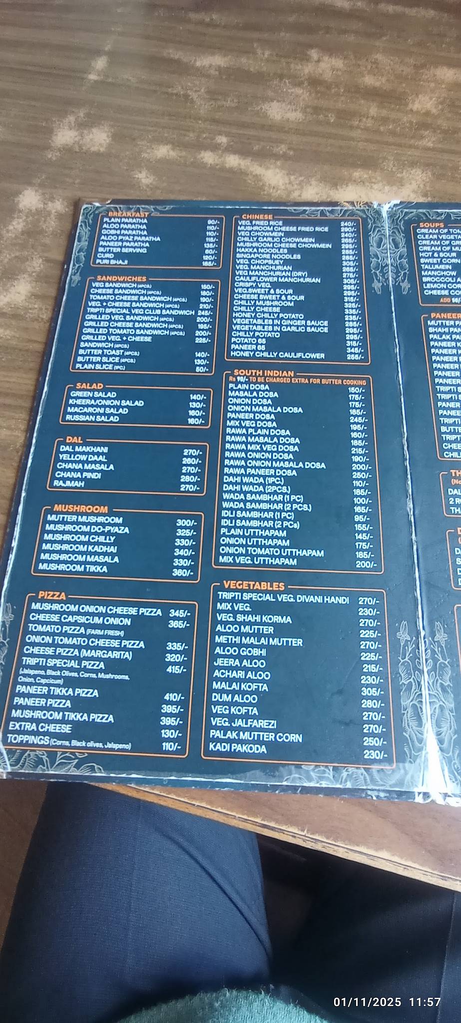Tripti Restaurant menu