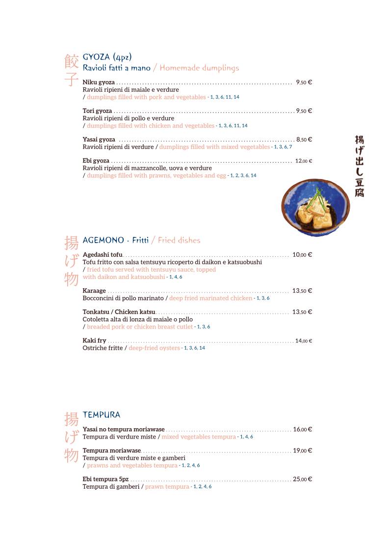 Menu di Shiroya - ristorante giapponese 