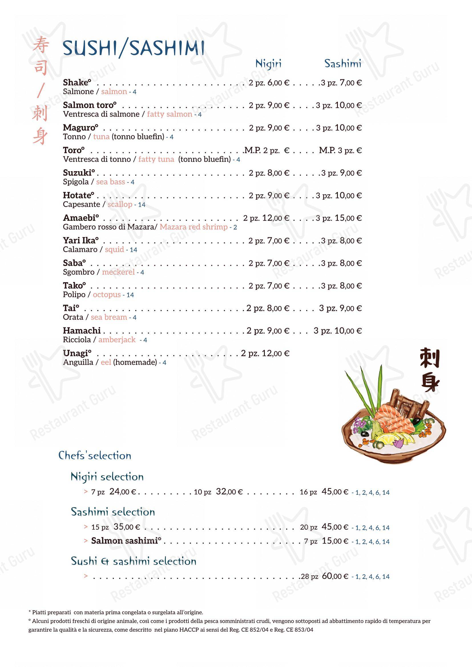 Menu per Shiroya - ristorante giapponese in Roma