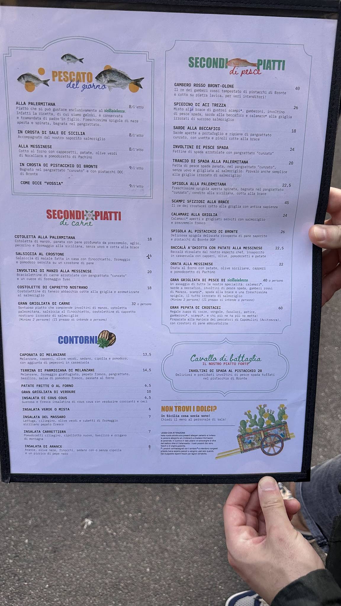Menu di Siciliainbocca in Prati- Trattoria Siciliana 