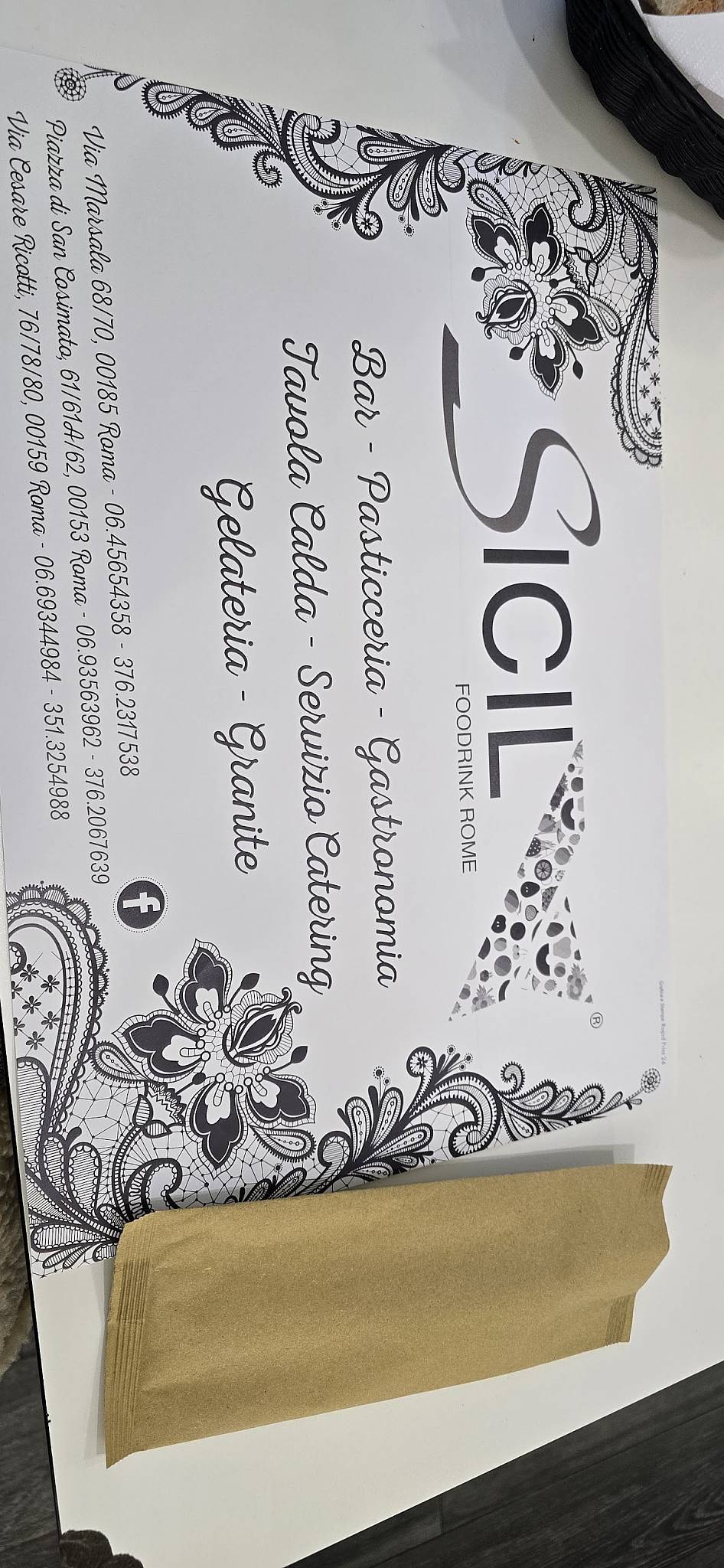 Menu di Sicily foodrink Rome Trastevere 