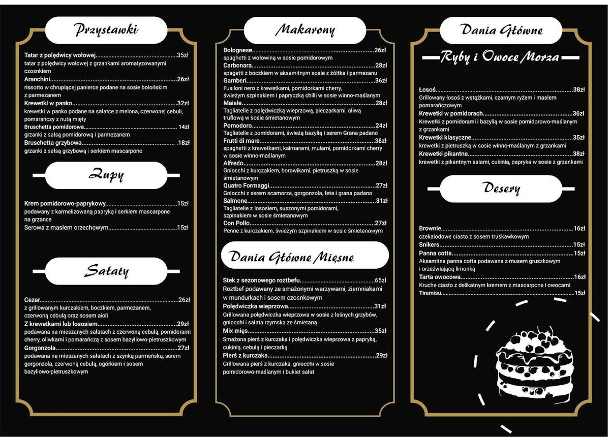 Menu at Siesta ristorante pizza pasta vino restaurant, Radom