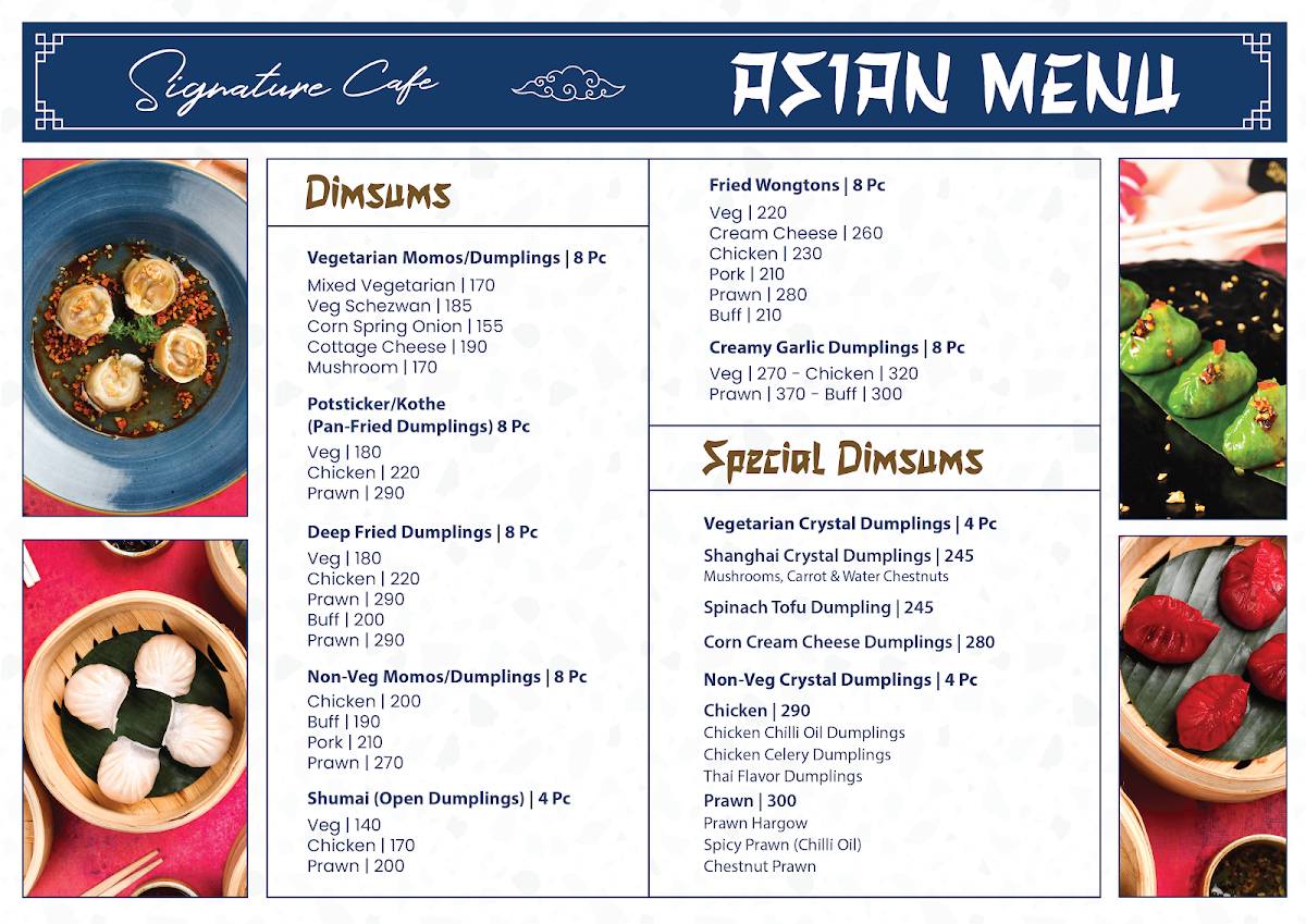 Signature Cafe Delhi menu