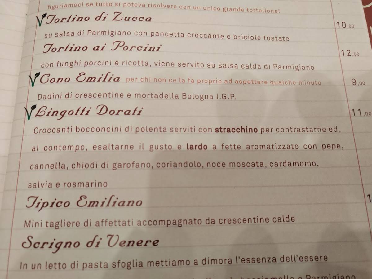 Menu di Signora Emilia Cucinoteca 