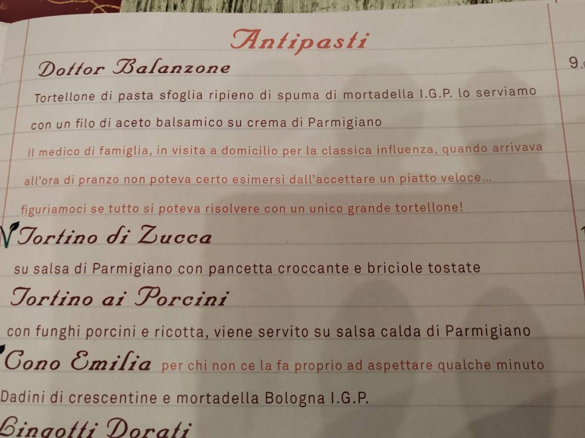 Menu di Signora Emilia Cucinoteca 