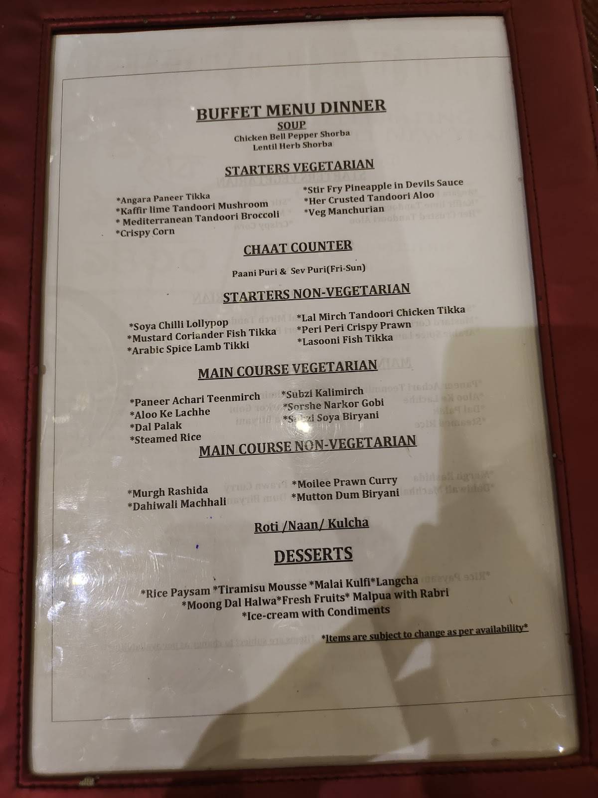 Sigree Navi Mumbai menu