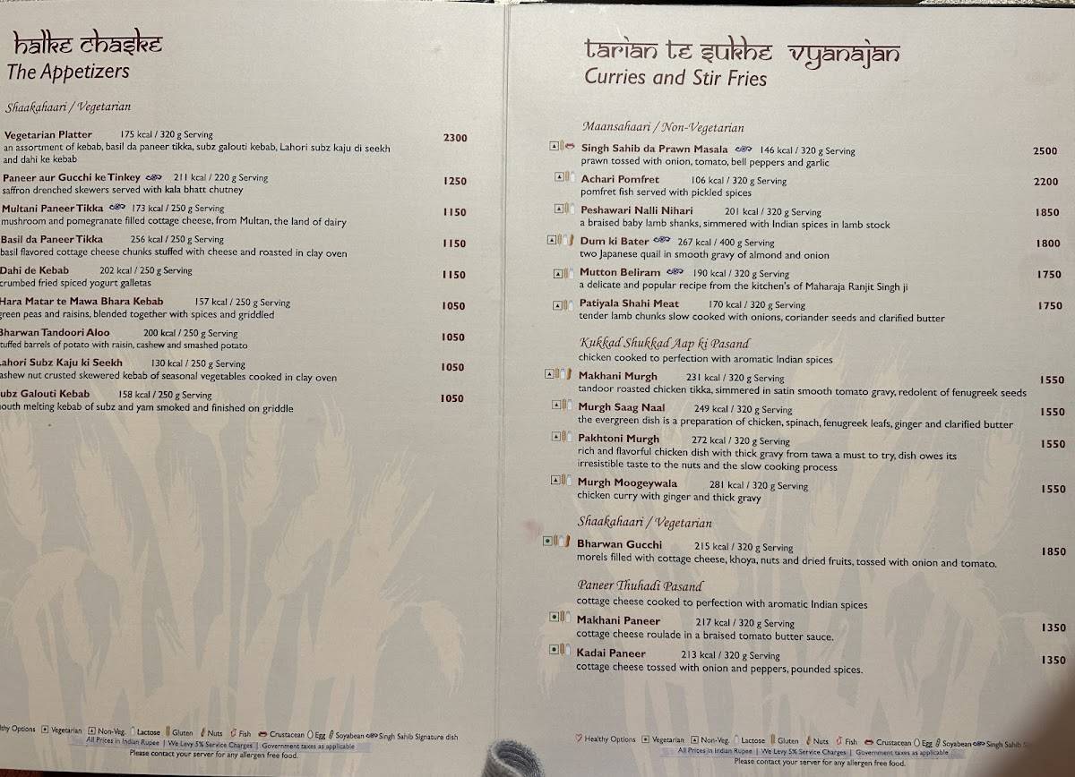 Singh Sahib Restaurant menu