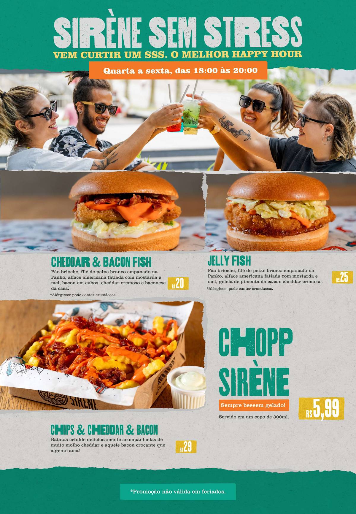 Sirène Fish & Chips - Fleming - Bar cardápio