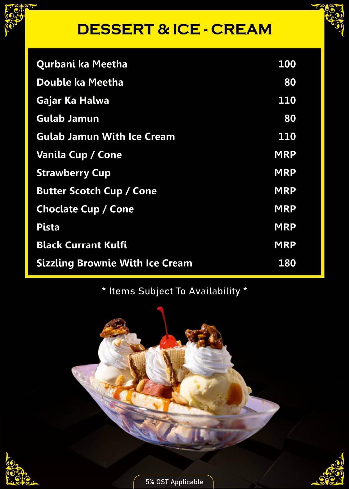 Sitara Family Restaurant menu