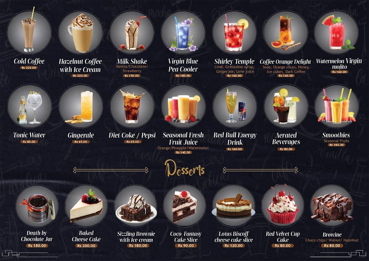 Sitara Rooftop Cafe menu