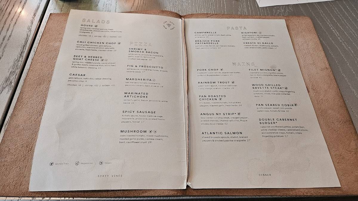Menu at Sixty Vines pub & bar, Plano, Dallas Pkwy