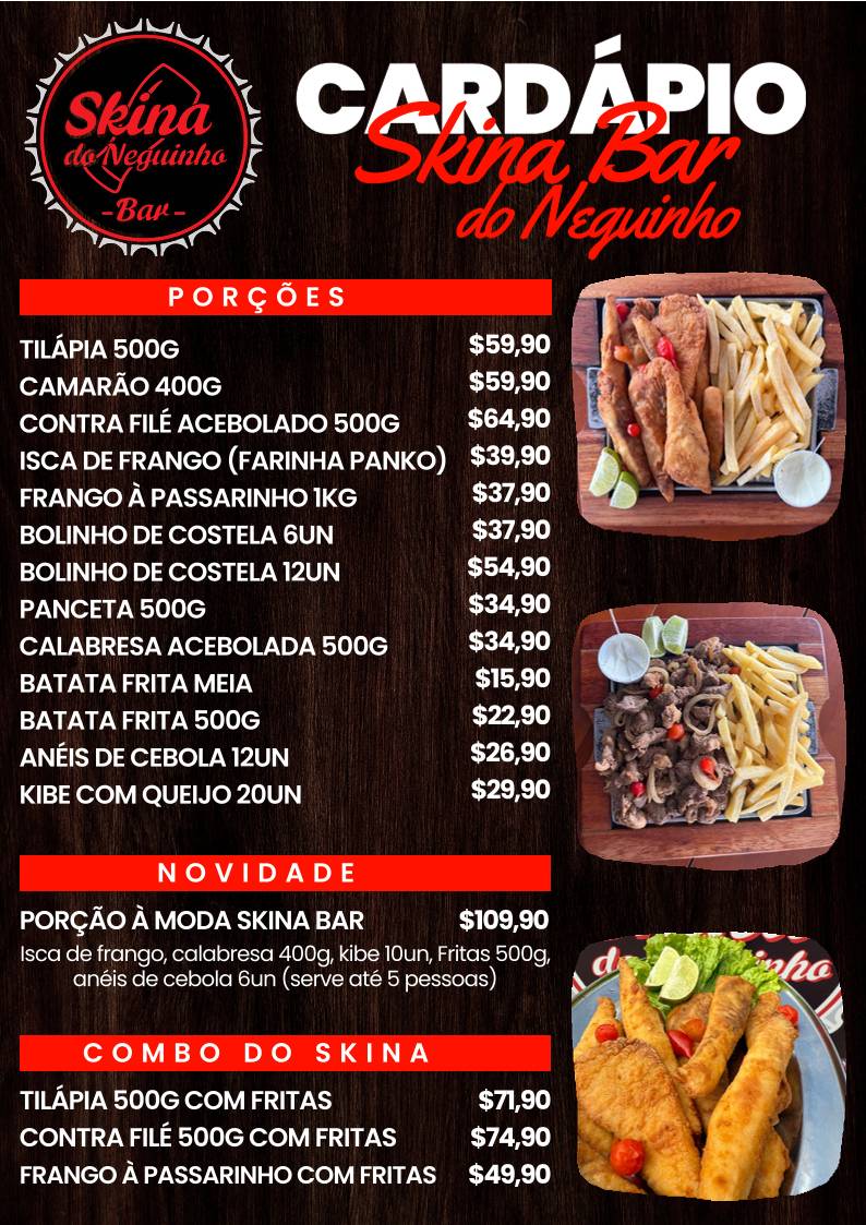 Skina Bar do Neguinho cardápio