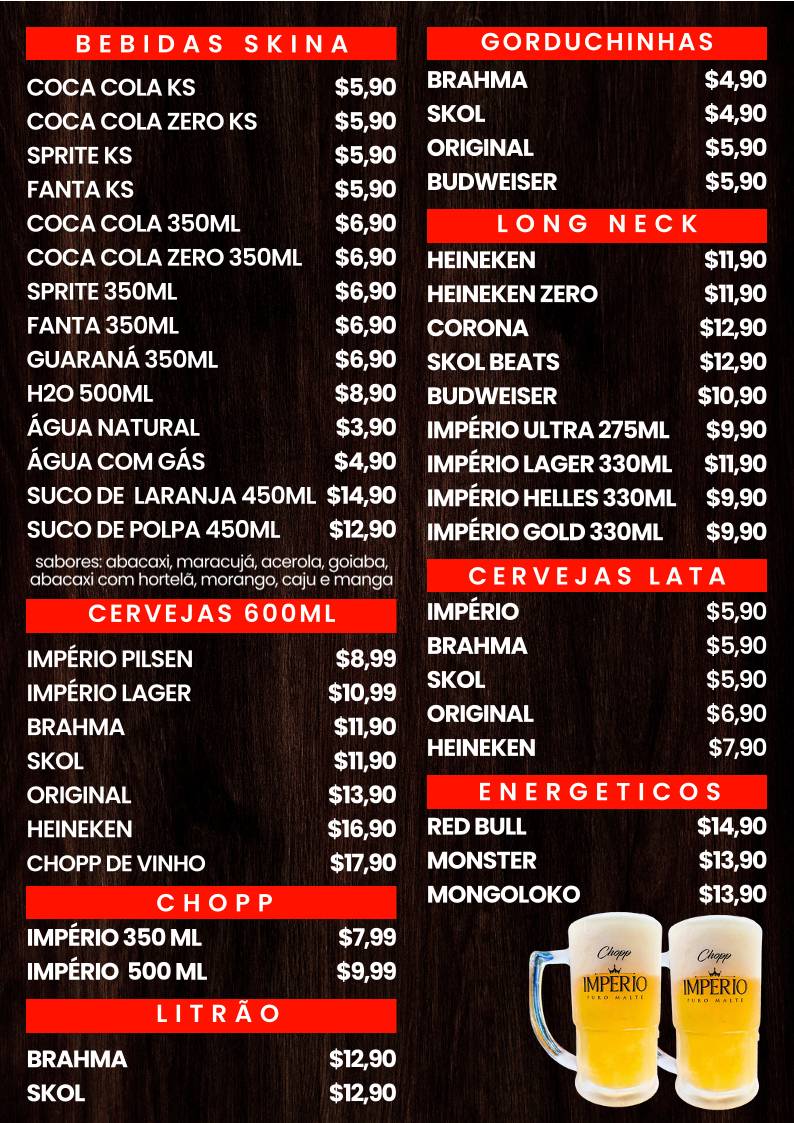 Skina Bar do Neguinho cardápio