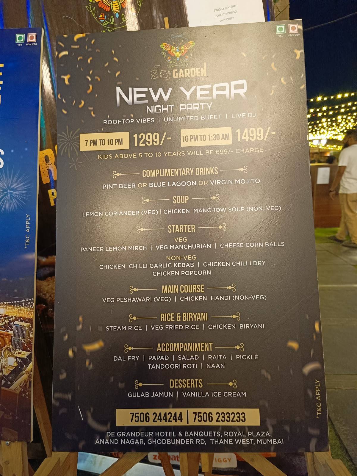 Sky Garden menu
