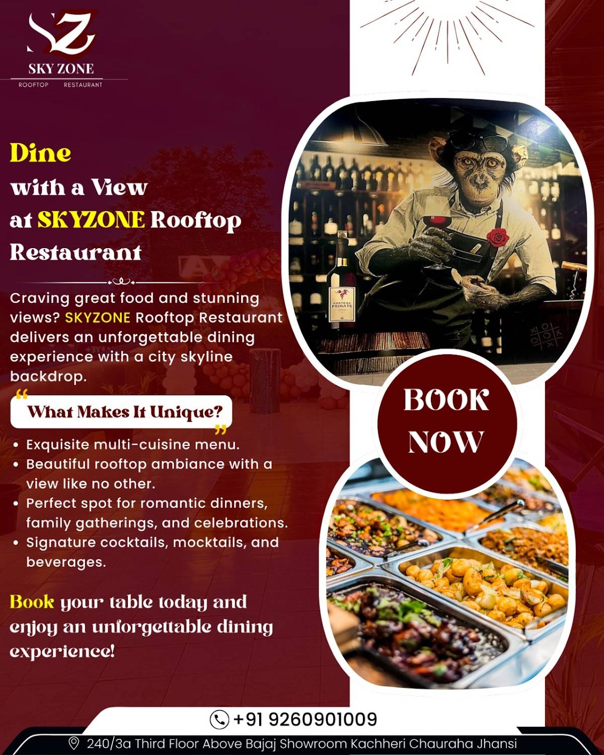 Skyzone Rooftop Restaurant menu