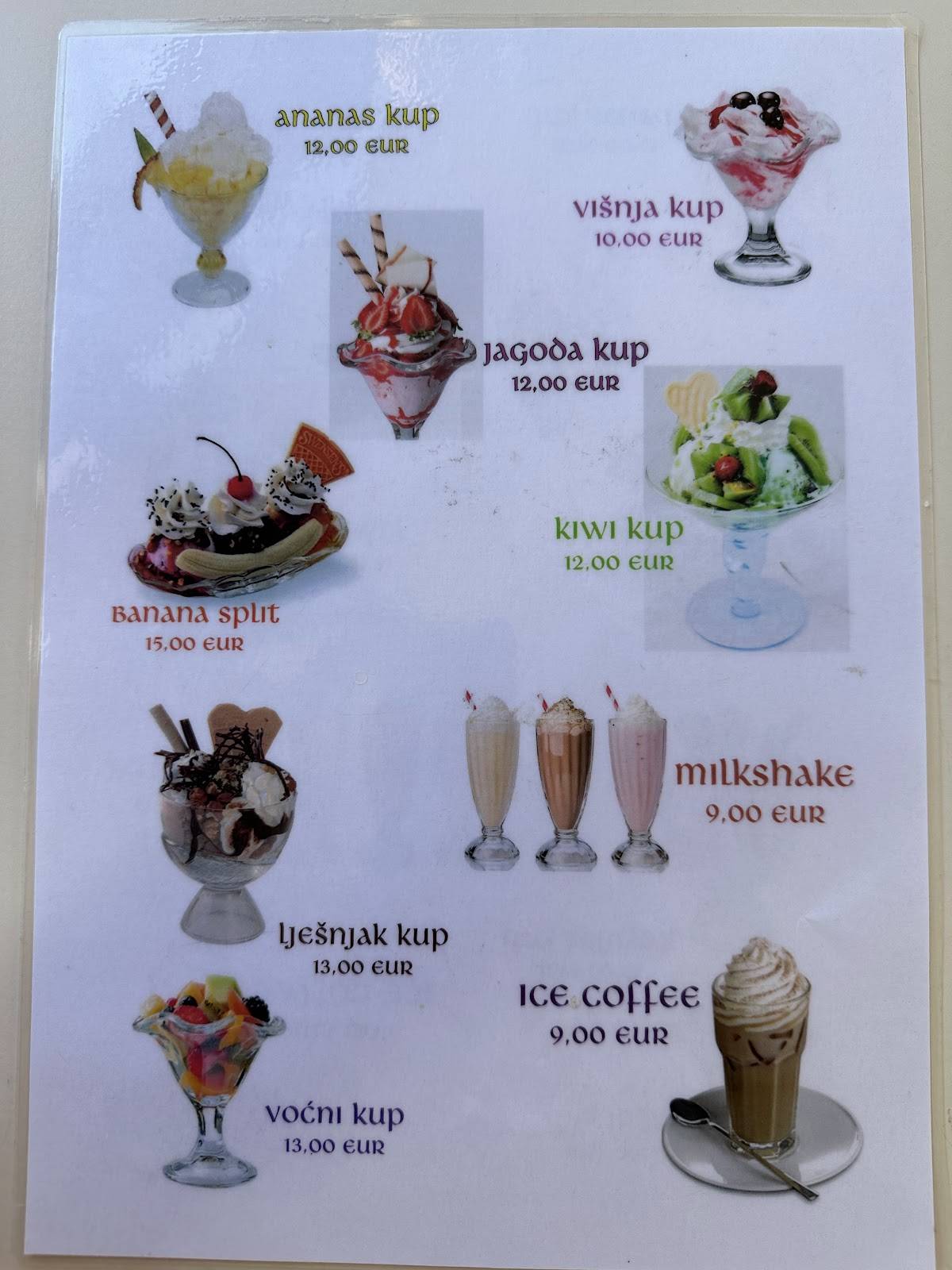 Menu di Slastičarnica Calimero 