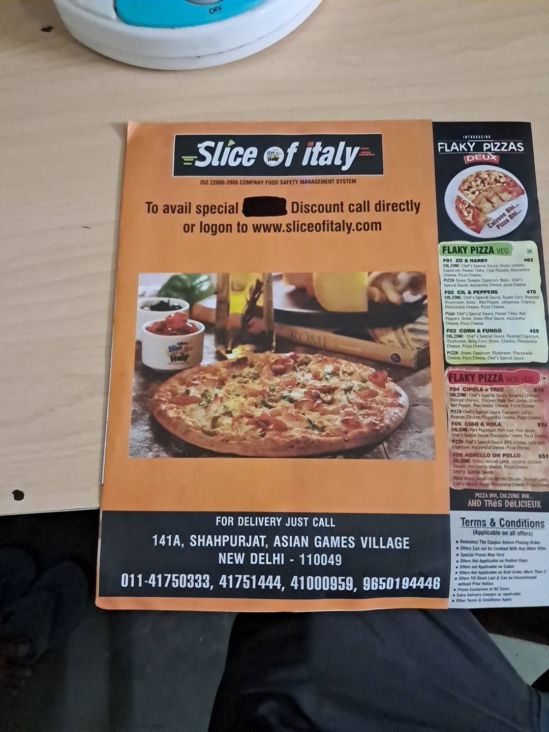 Slice of Italy menu