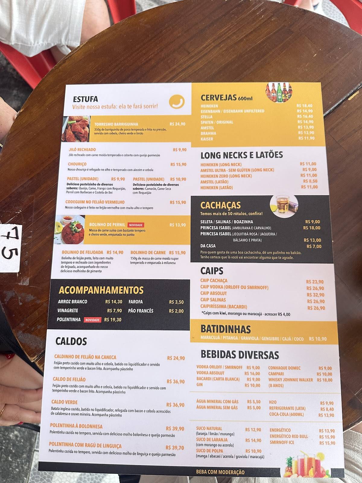 Bar do Sorriso cardápio