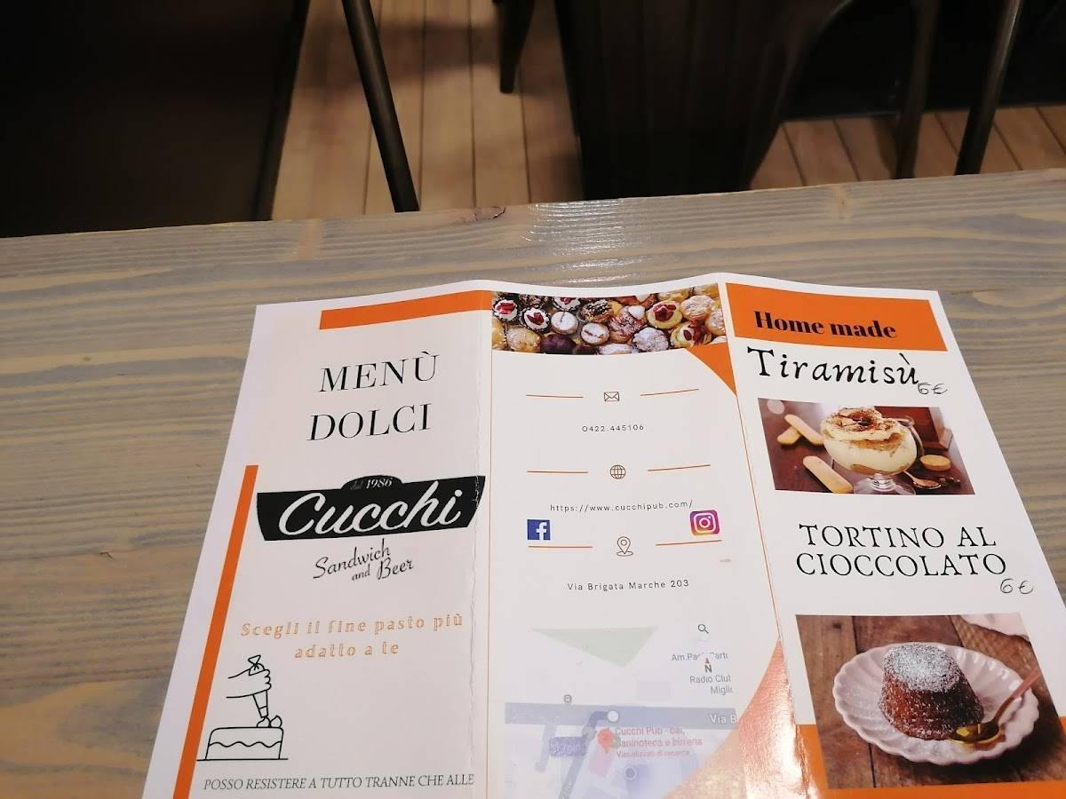Menu de Snack Bar Cucchi Pub