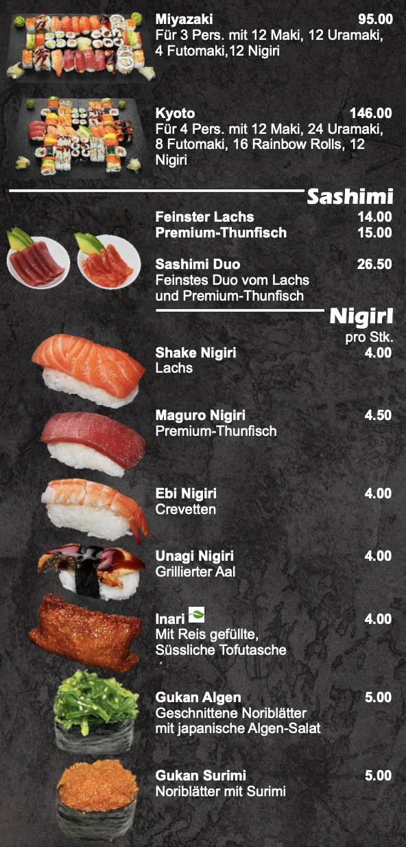 Menu di KungFu Chicken Solothurn – Asian Kitchen & Sushi 