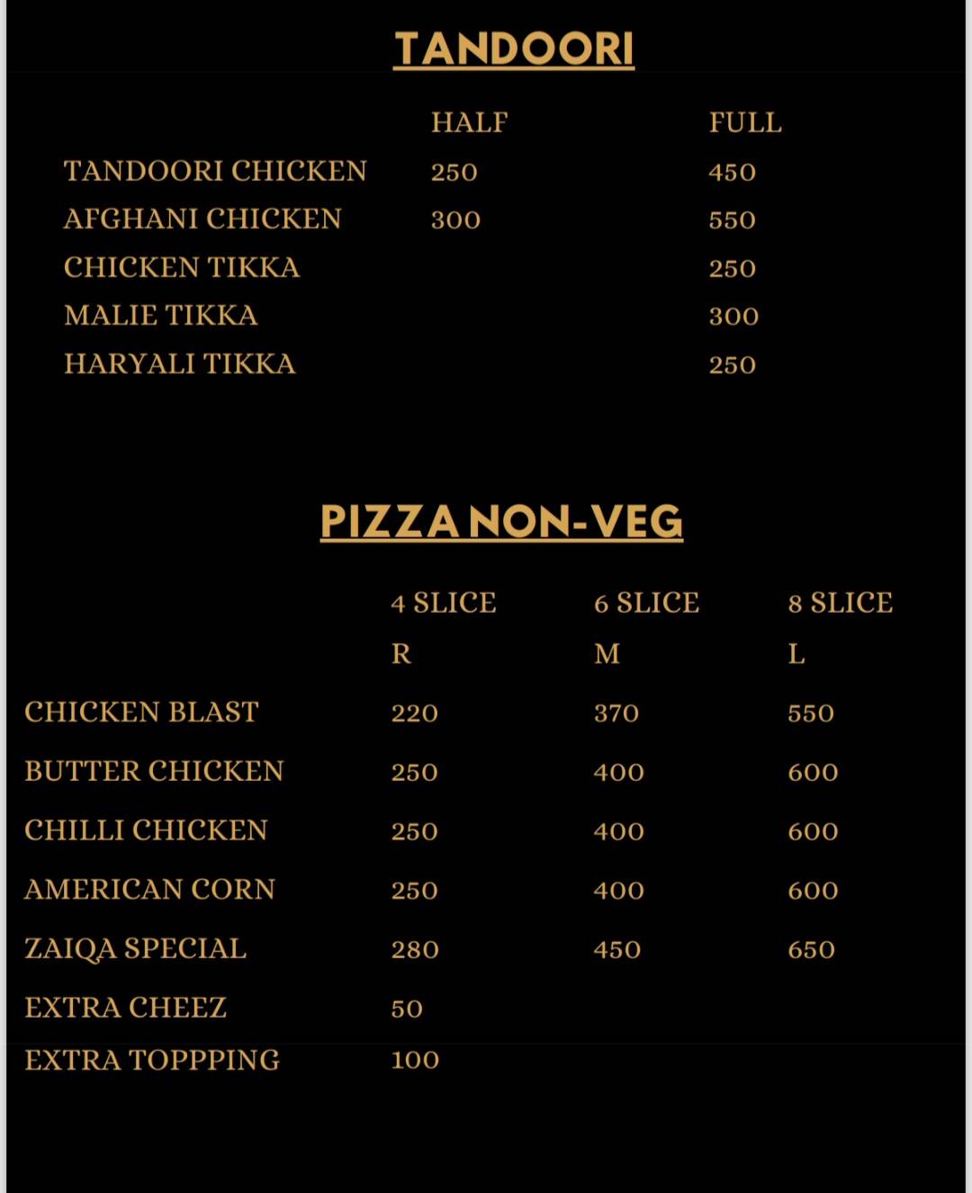 Al-zaiqa biryani centre menu