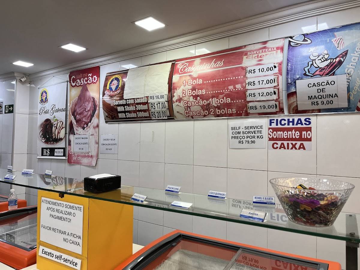 Sorveteria Sideral cardápio