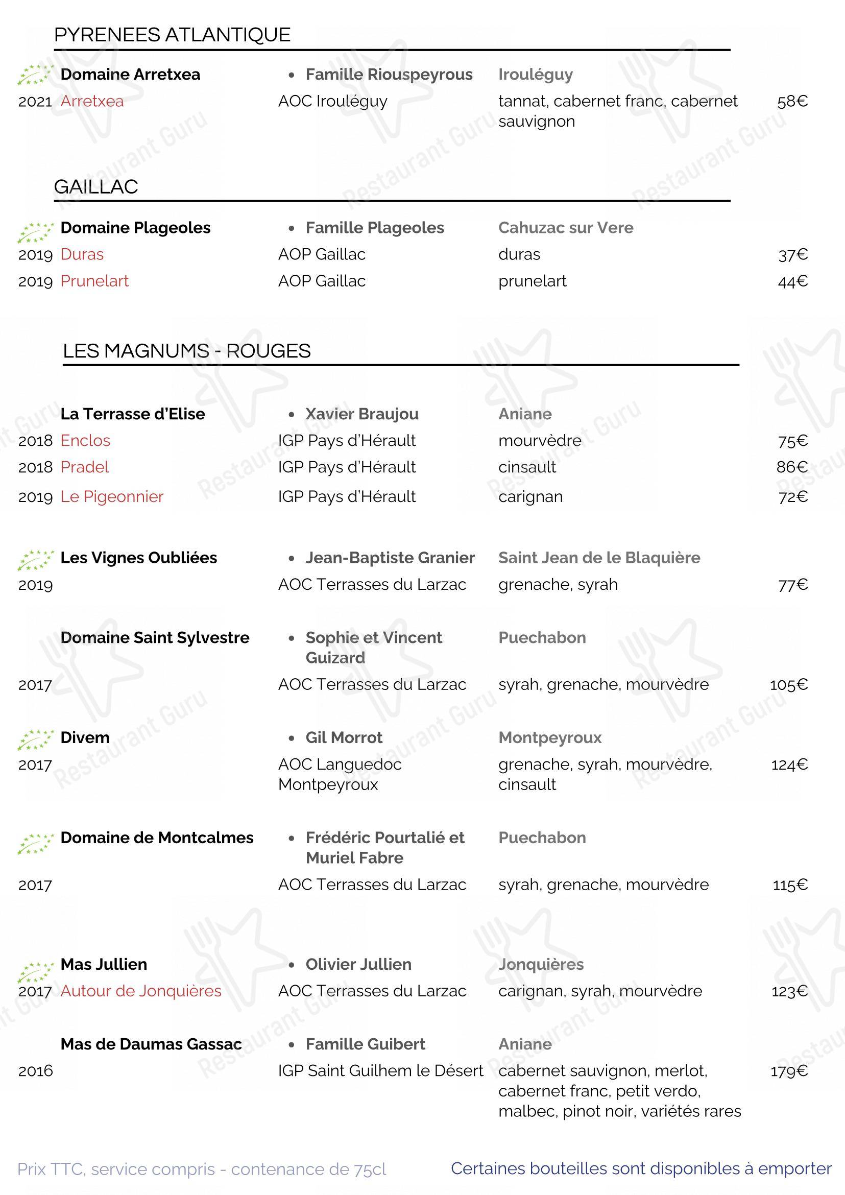 SouKa Bistrot des Vins - Restaurant Caviste Bar a Vins dans Aniane - Menu bar