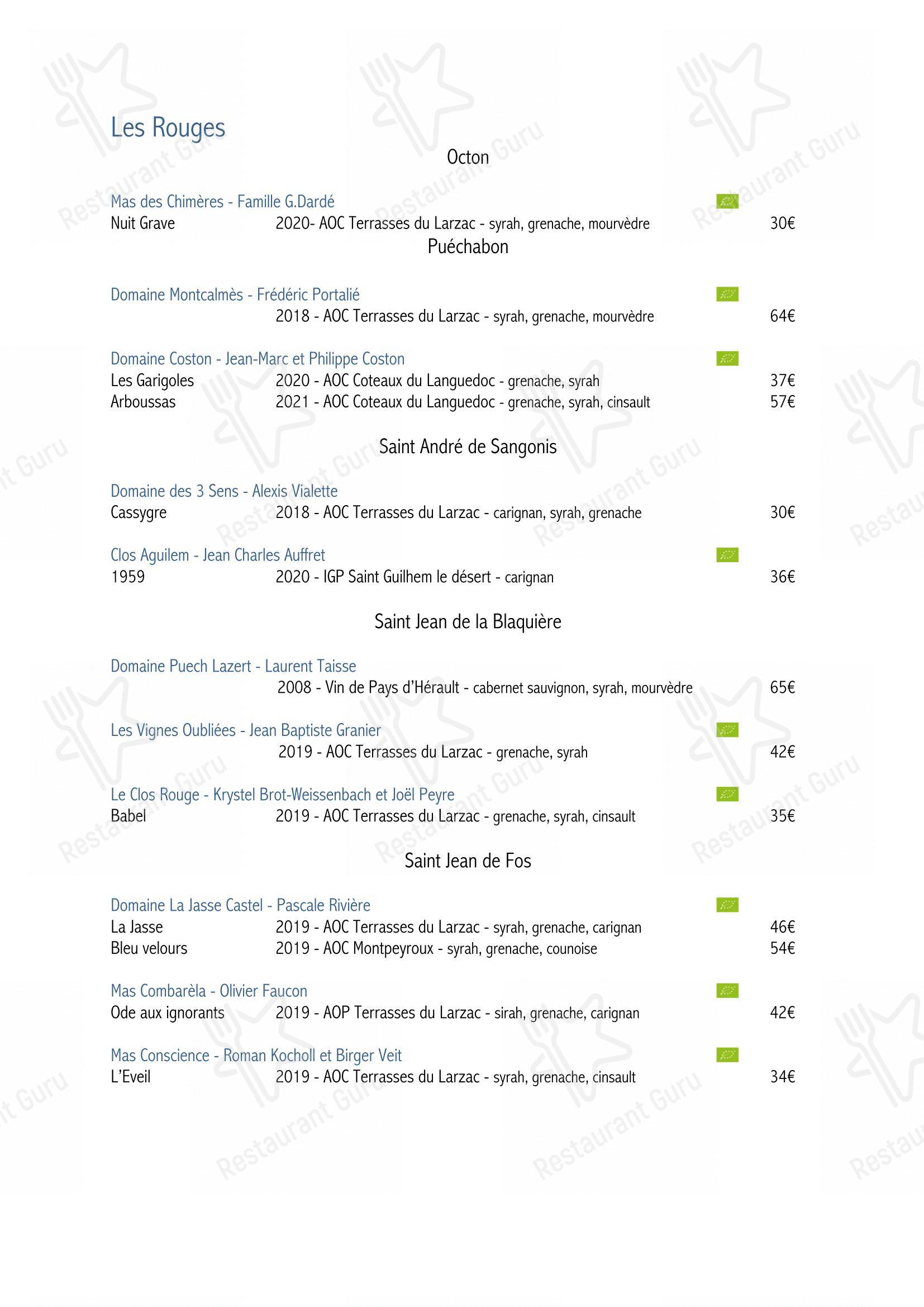 Menu pour SouKa Bistrot des Vins - Restaurant Caviste Bar a Vins dans Aniane