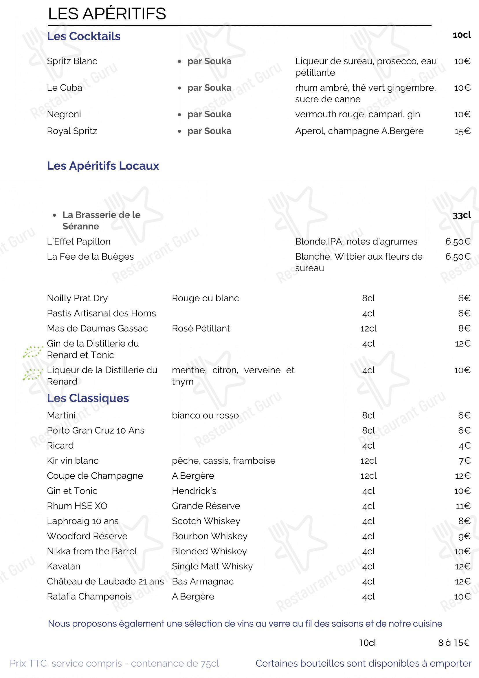 Menu pour SouKa Bistrot des Vins - Restaurant Caviste Bar a Vins - Menu bar