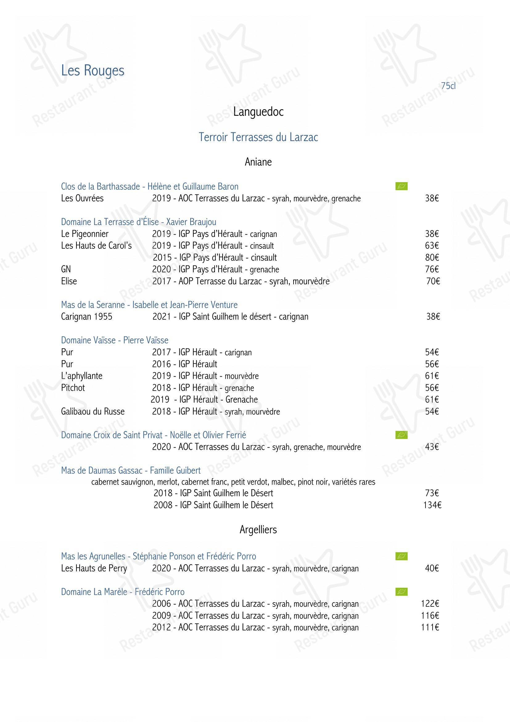 Menu pour SouKa Bistrot des Vins - Restaurant Caviste Bar a Vins dans Aniane