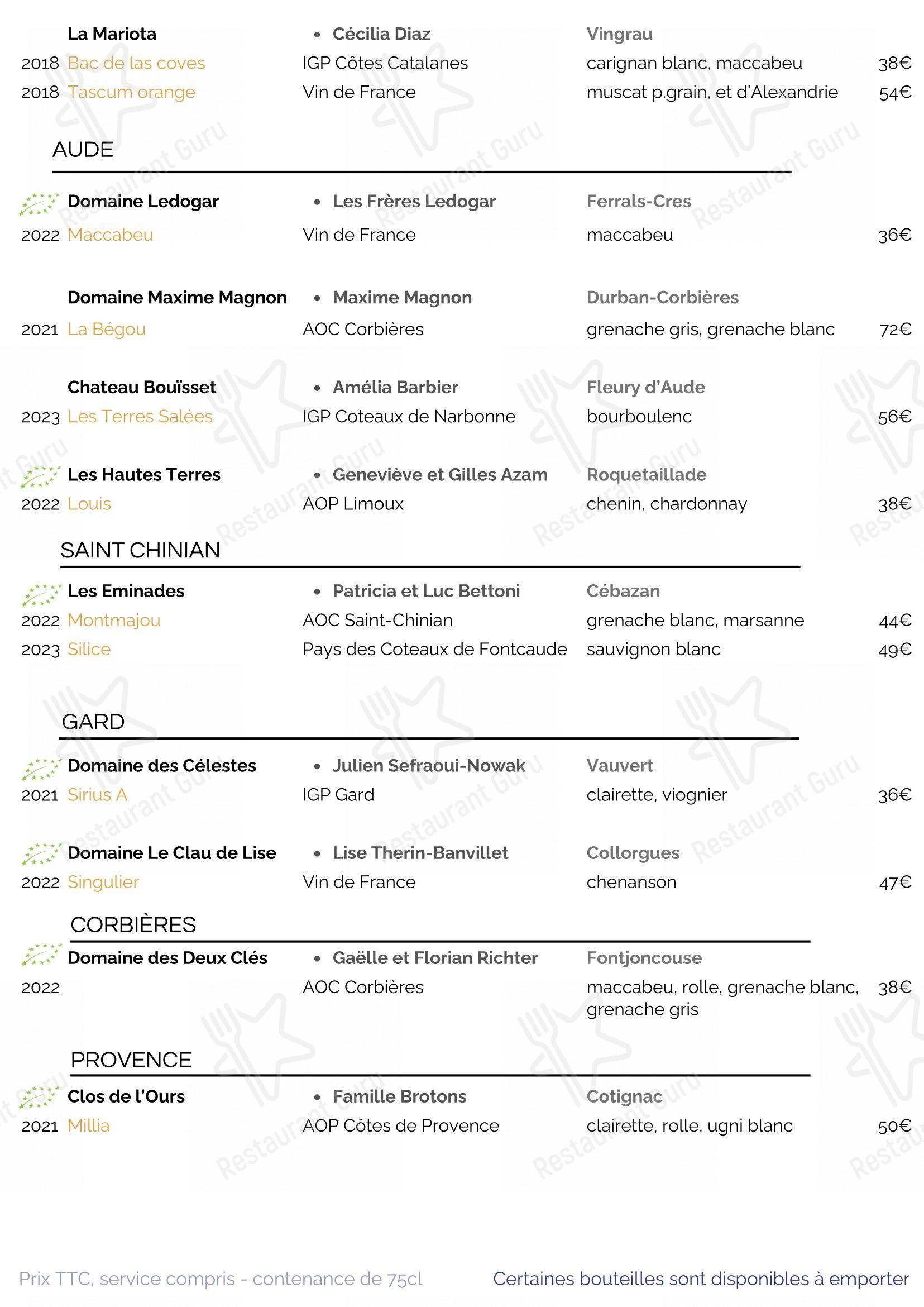 Menu pour SouKa Bistrot des Vins - Restaurant Caviste Bar a Vins - Menu bar