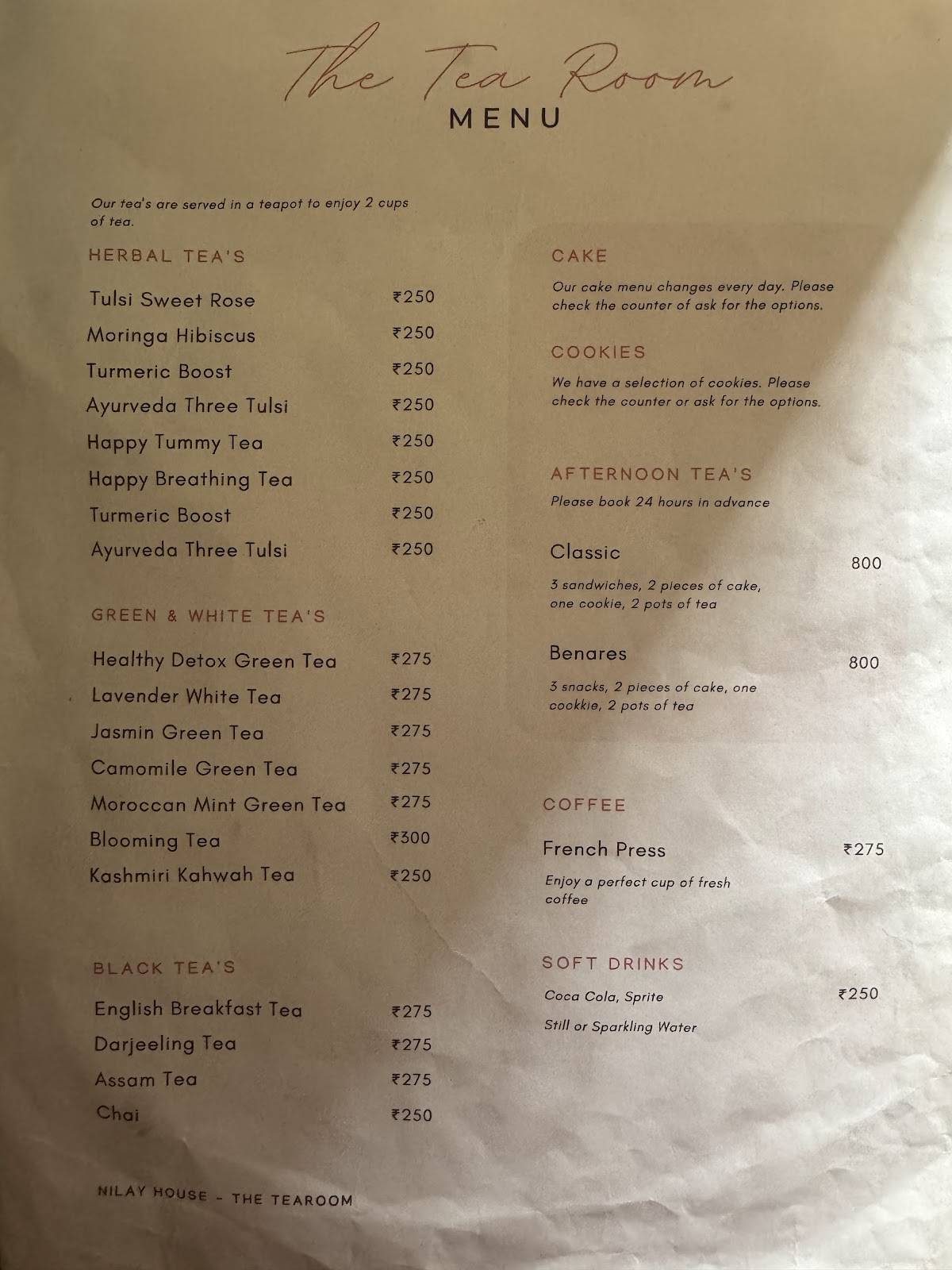 Sparrow Cafe menu