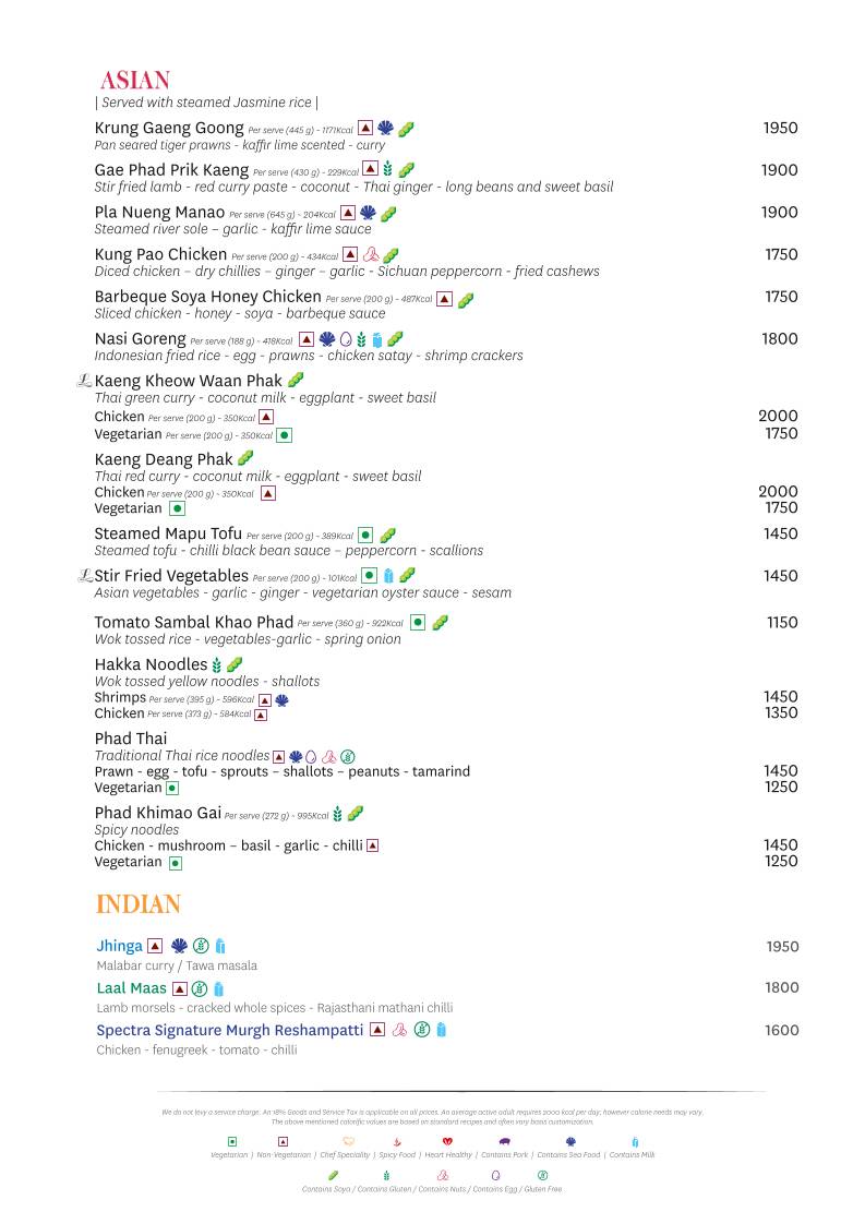 Spectra - The Leela Ambience Gurugram menu