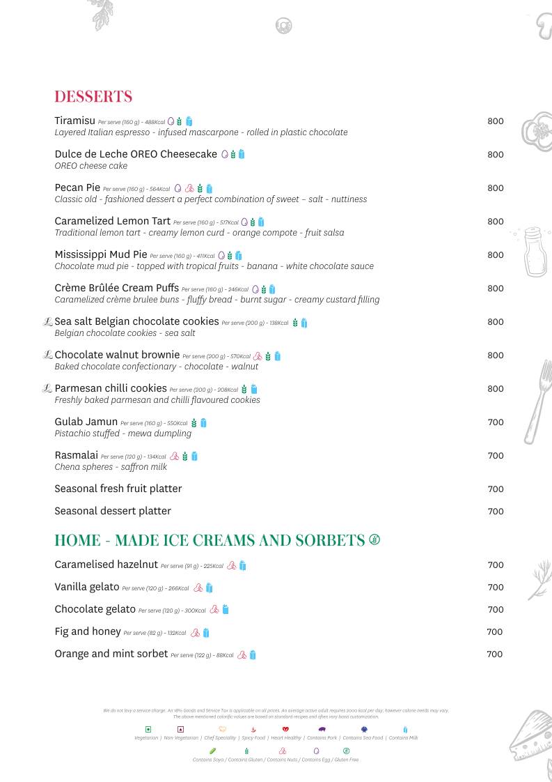 Spectra - The Leela Ambience Gurugram menu